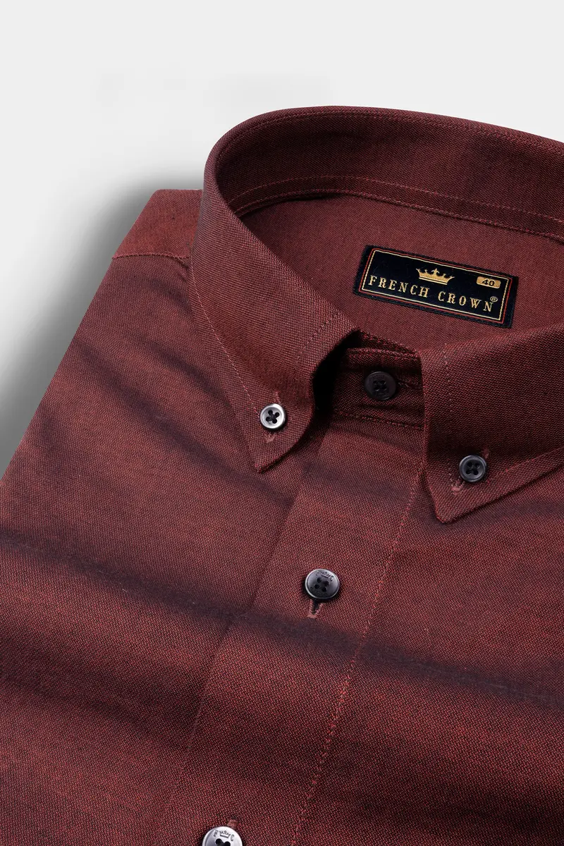 Cocoa Bean Brown Chambray Textured Premium Cotton Shirt 1