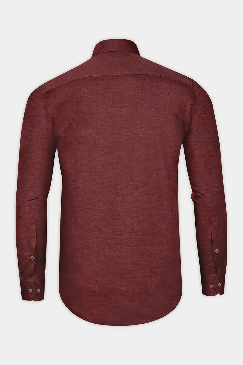 Cocoa Bean Brown Chambray Textured Premium Cotton Shirt 5