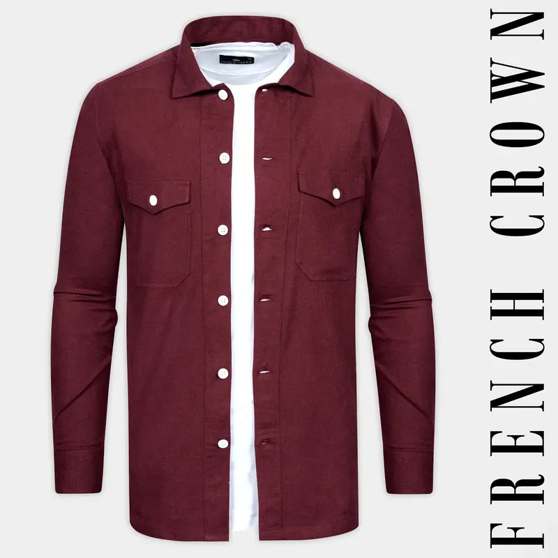 Cocoa Bean Brown Flannel Heavyweight Designer Overshirt/Shacket 1