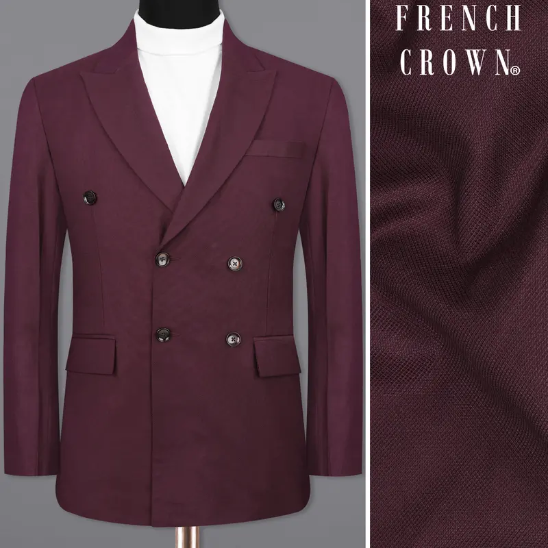 Cocoa Bean Maroon Double Breasted Blazer 1