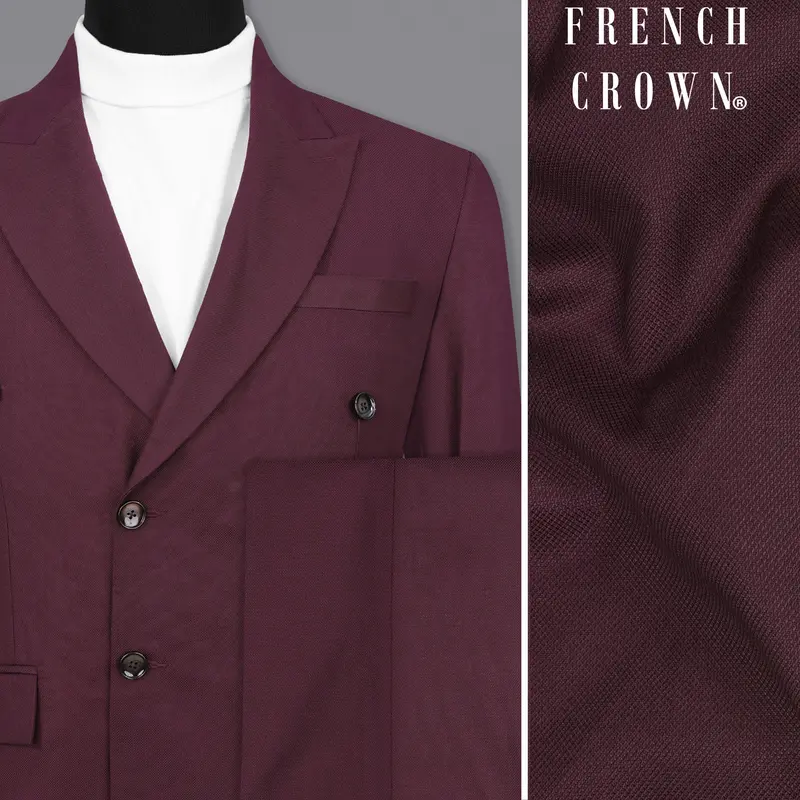 Cocoa Bean Maroon Double Breasted Suit 1