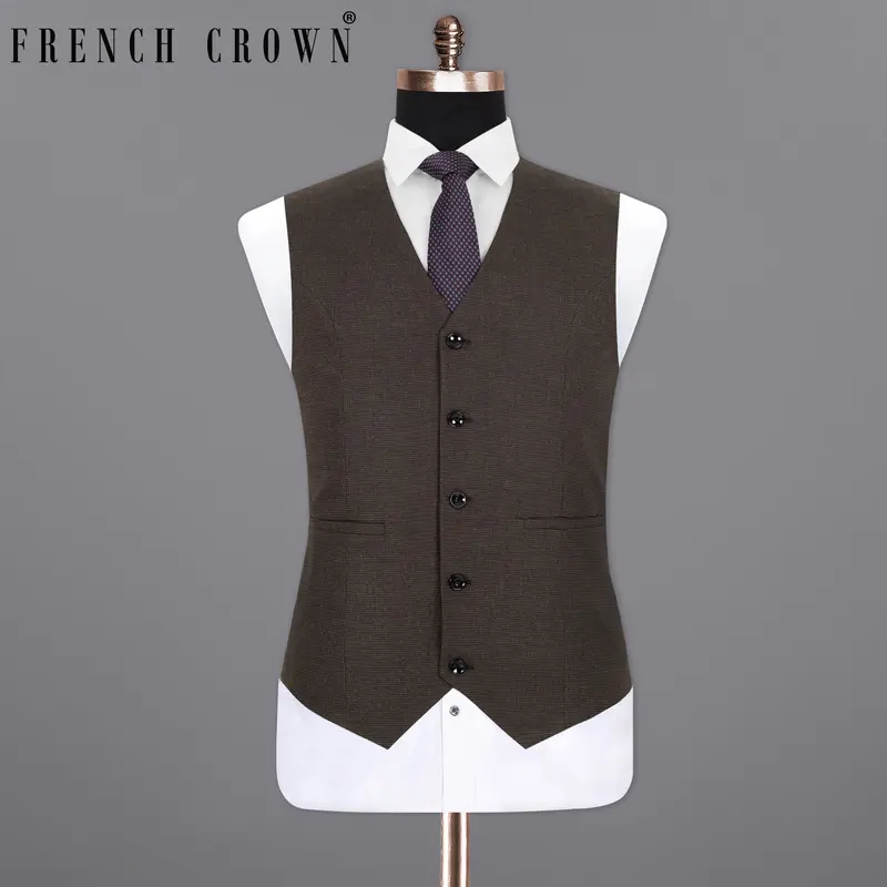 Coffee Bean Brown  Premium Cotton Waistcoat 1