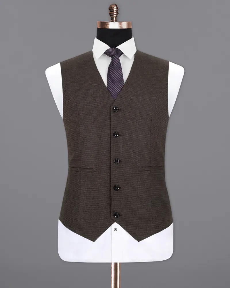 Coffee Bean Brown Premium Cotton Waistcoat 2