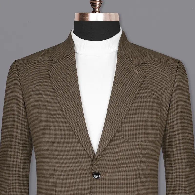 Coffee Brown Hounstooth Wool Rich Sports Blazer 1