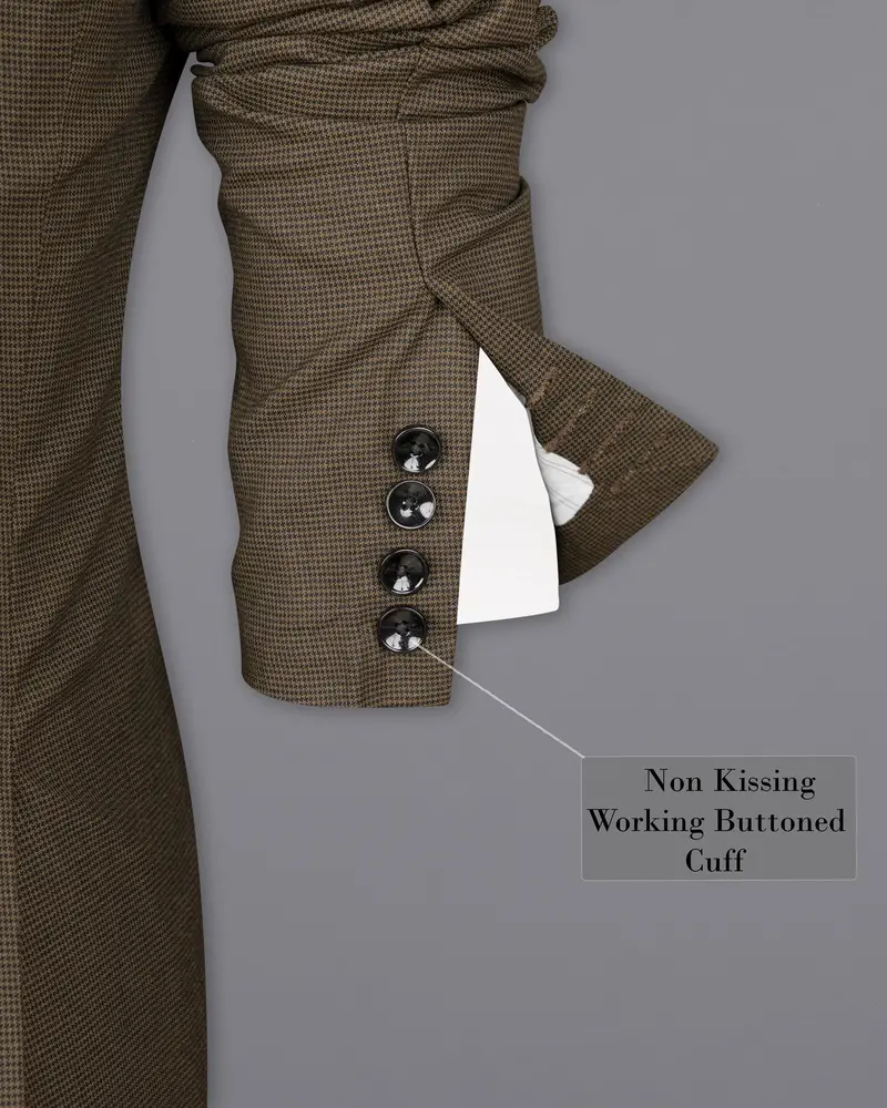 Coffee Brown Hounstooth Wool Rich Sports Blazer 10