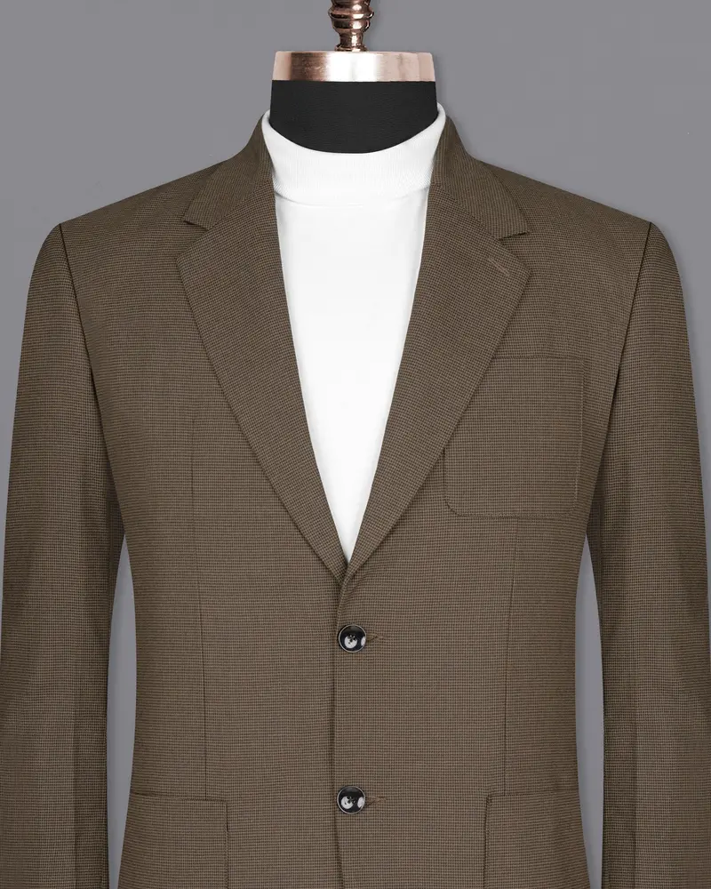 Coffee Brown Hounstooth Wool Rich Sports Blazer 2