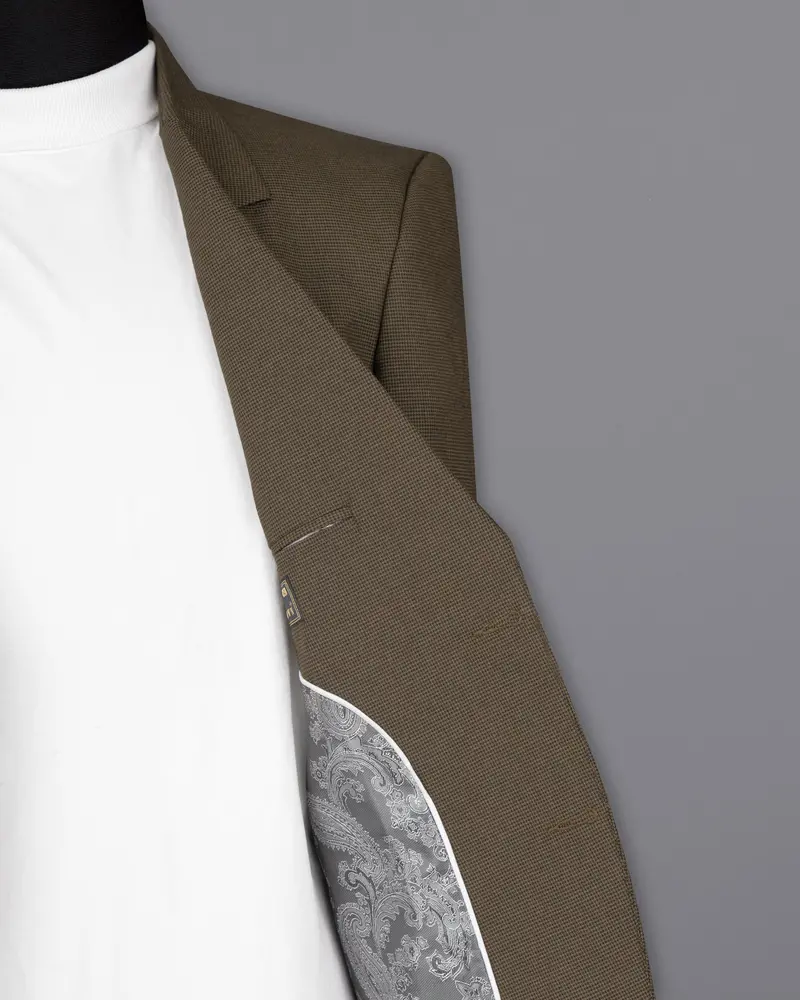 Coffee Brown Hounstooth Wool Rich Sports Blazer 6