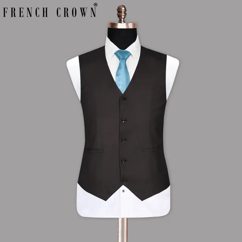 Coffee Brown Subtle Windowpane Waistcoat 1