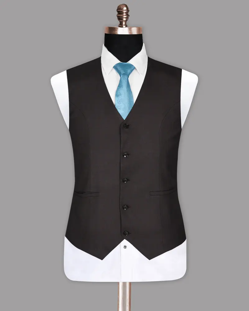 Coffee Brown Subtle Windowpane Waistcoat 2