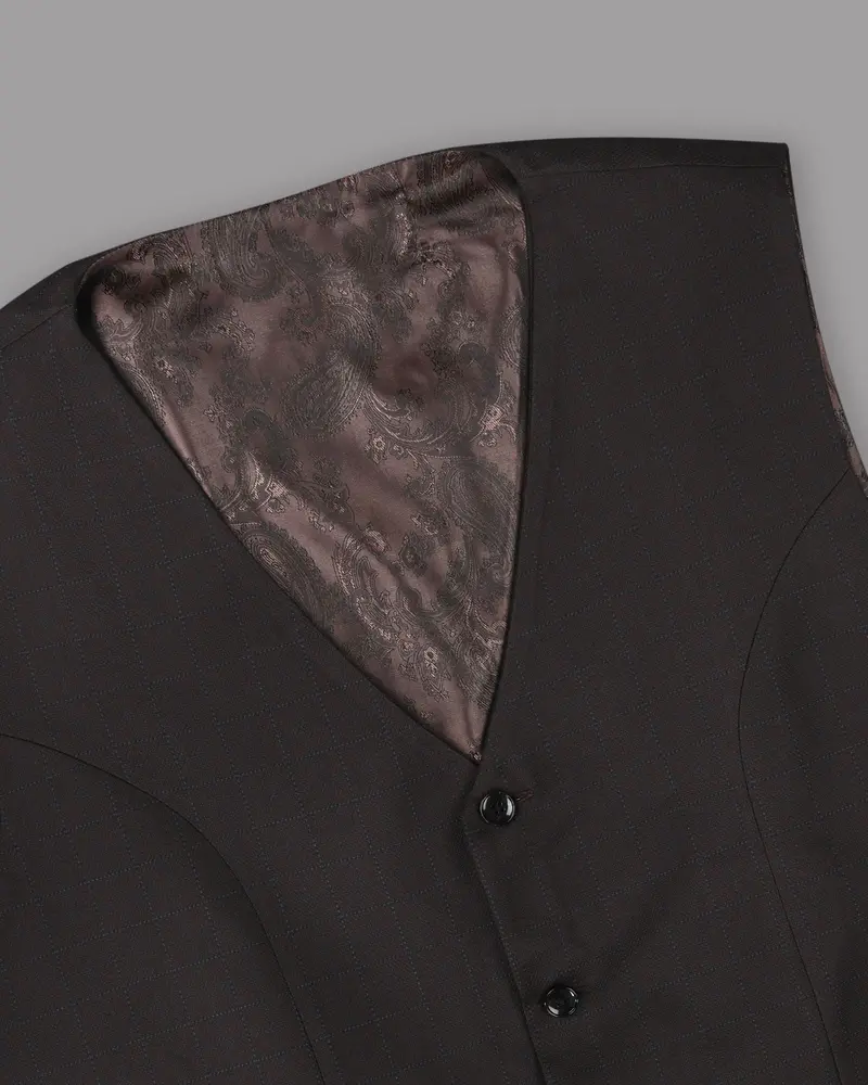 Coffee Brown Subtle Windowpane Waistcoat 4