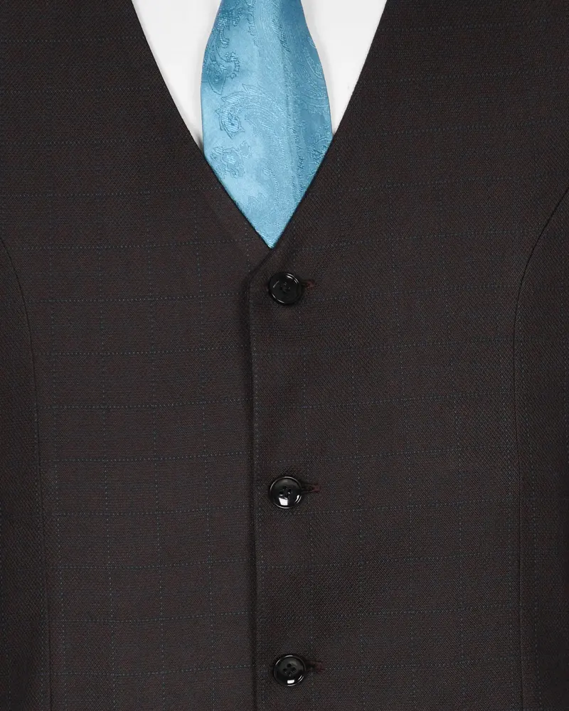 Coffee Brown Subtle Windowpane Waistcoat 5