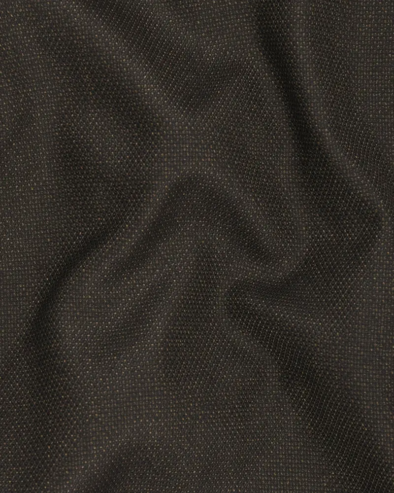 Coffee Brown Textured Cross Placket Bandhgala/Mandarin Wool Blend Blazer 3