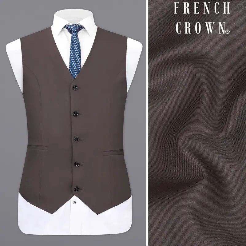 Coffee Brown Textured Waistcoat 1