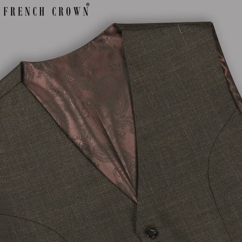 Coffee Subtle Slubbed Wool Rich Waistcoat 1