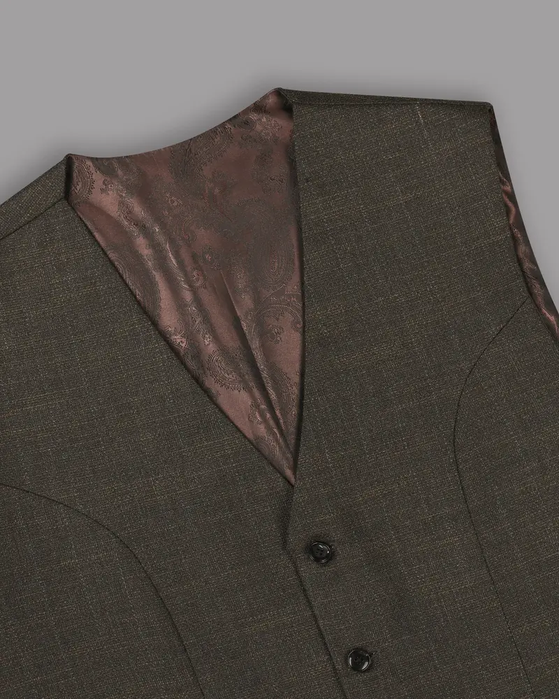 Coffee Subtle Slubbed Wool Rich Waistcoat 2