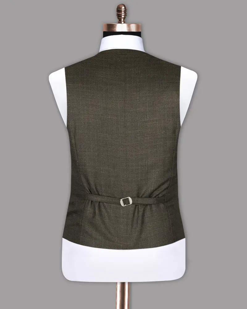 Coffee Subtle Slubbed Wool Rich Waistcoat 6