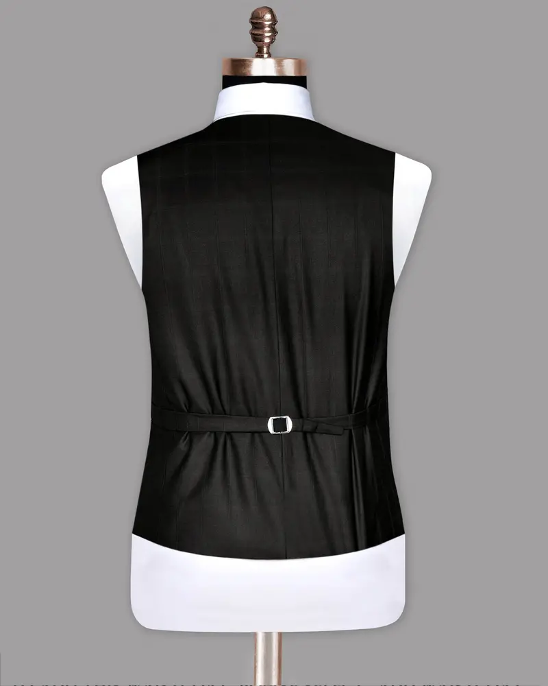Coffee Tonal Windowpane Wool Waistcoat 5
