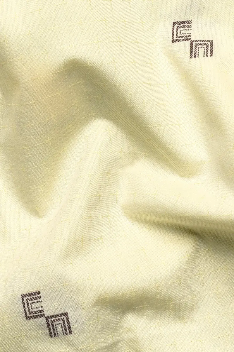 Colonial Yellow And Kabul Brown Jacquard Textured Premium Giza Cotton Shirt 2