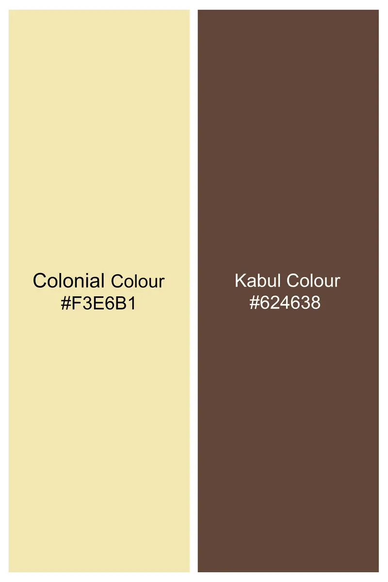 Colonial Yellow And Kabul Brown Jacquard Textured Premium Giza Cotton Shirt 5