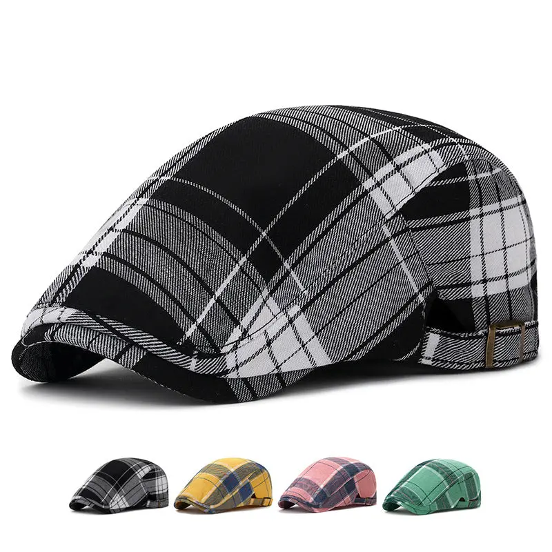 Color Plaid Beret Caps 1