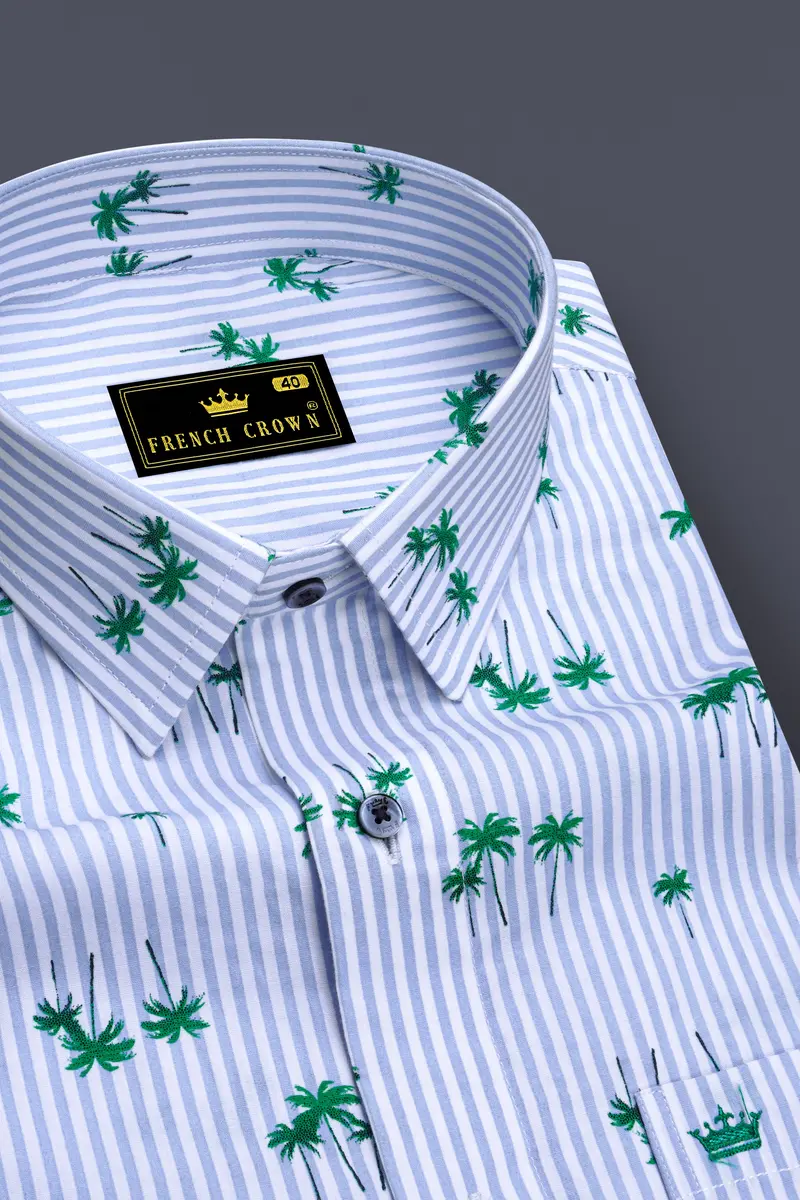 Columbia Blue And White Striped Premium Cotton Shirt 2
