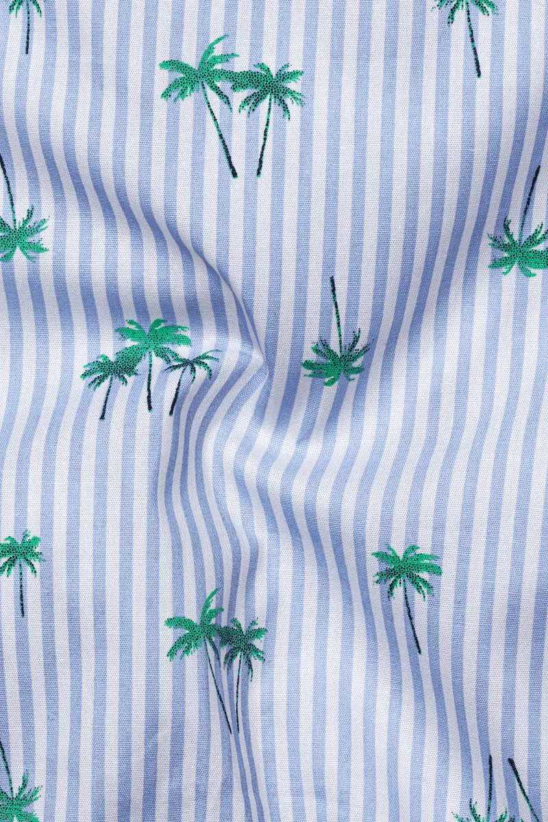 Columbia Blue And White Striped Premium Cotton Shirt 3