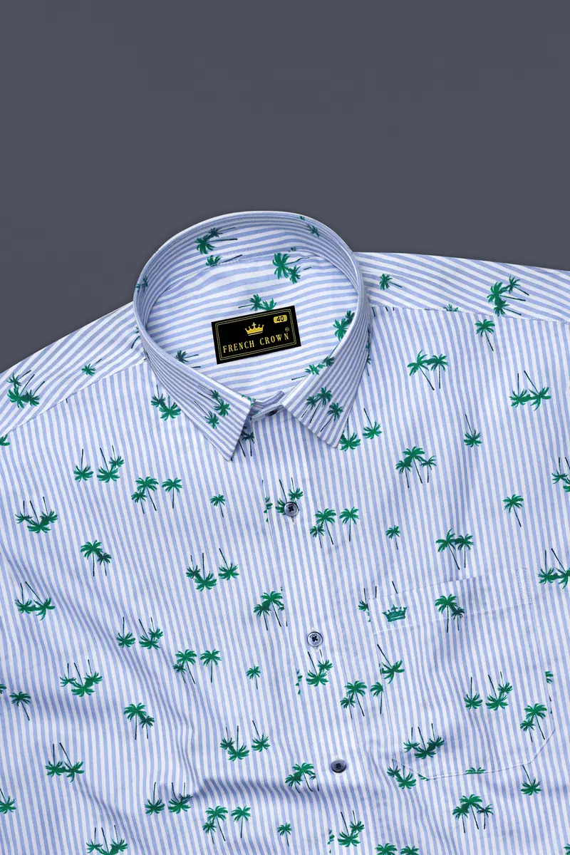 Columbia Blue And White Striped Premium Cotton Shirt 5