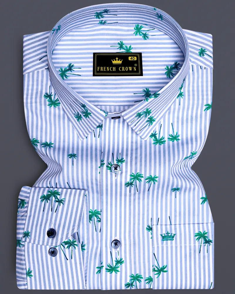 Columbia Blue And White Striped Premium Cotton Shirt 6