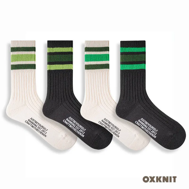 Combed Cotton Retro Three-Bar Sports Socks 1