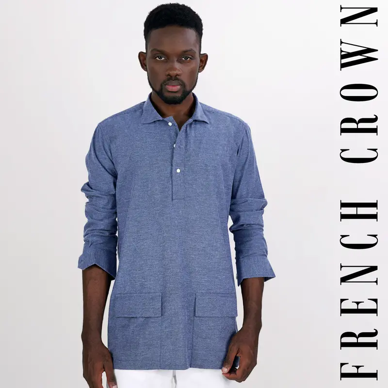 Comet Blue Flannel Designer Shirt 1