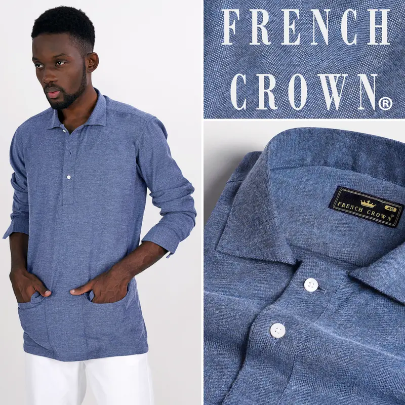 Comet Blue Flannel Designer Shirt 10