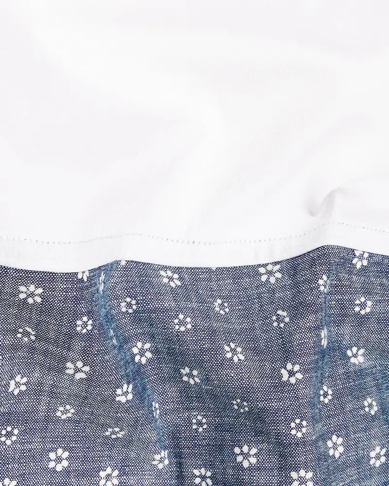 Comet Gray And Bright White Chambray Premium Cotton Designer Shirt 3