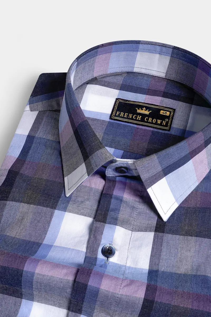 Comet Gray And White Plaid Premium Cotton Shirt 1
