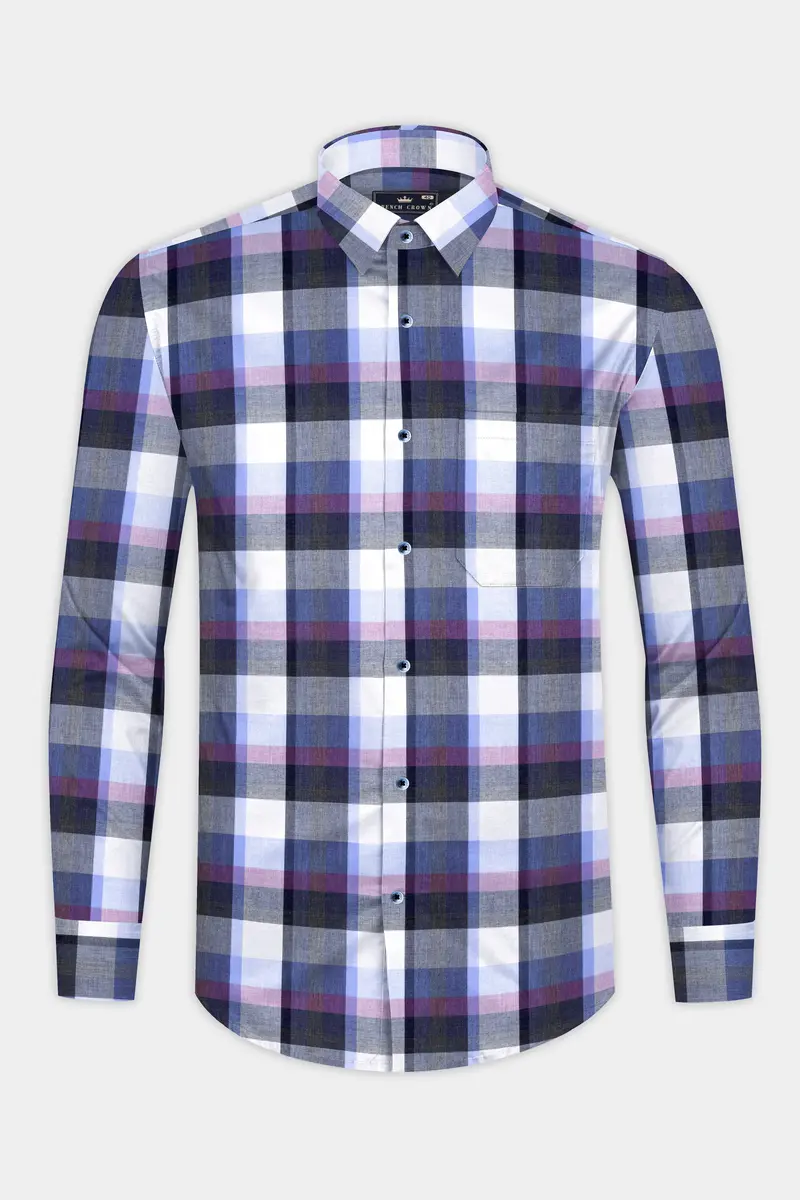 Comet Gray And White Plaid Premium Cotton Shirt 4