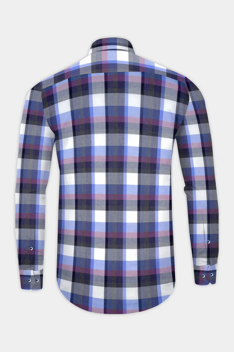 Comet Gray And White Plaid Premium Cotton Shirt 5