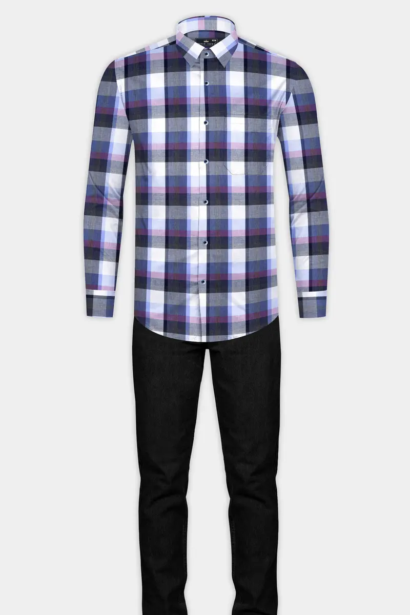 Comet Gray And White Plaid Premium Cotton Shirt 6
