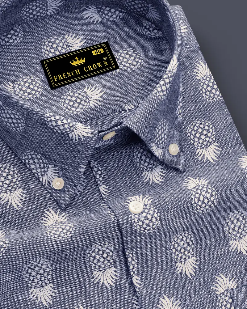 Comet Gray Pineapple Textured Denim Shirt 1