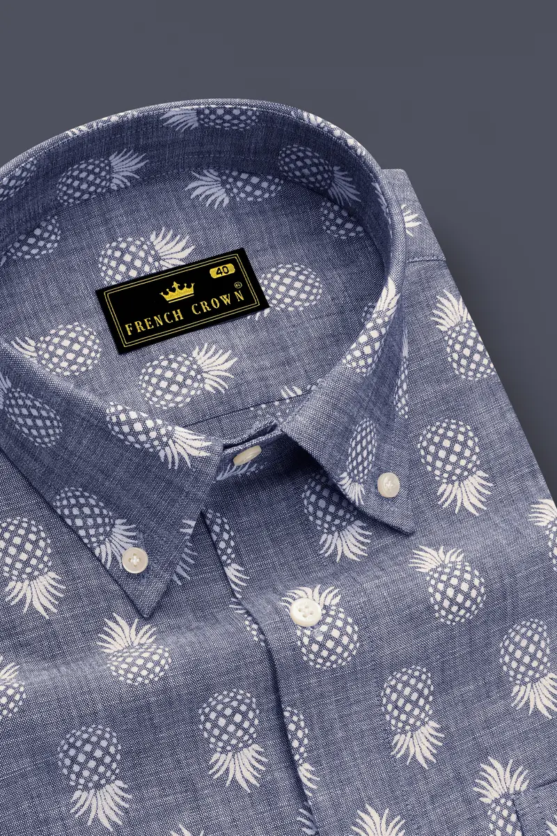 Comet Gray Pineapple Textured Denim Shirt 2