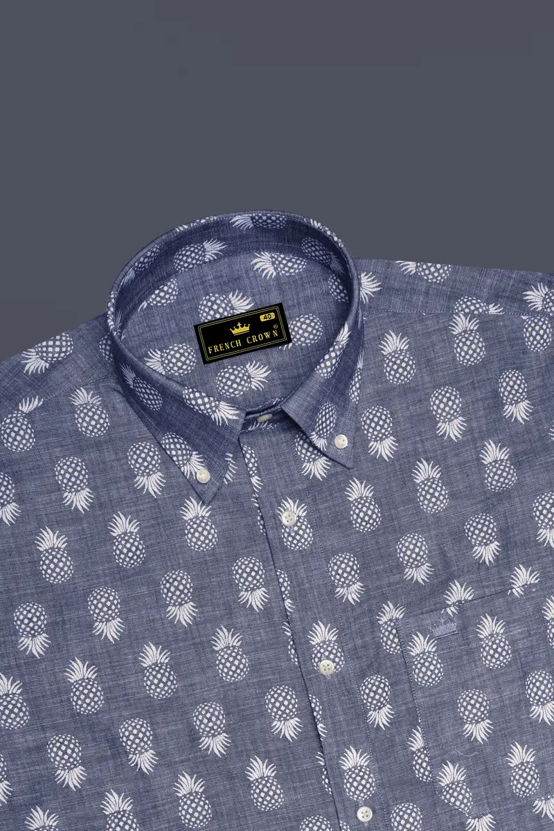 Comet Gray Pineapple Textured Denim Shirt 5