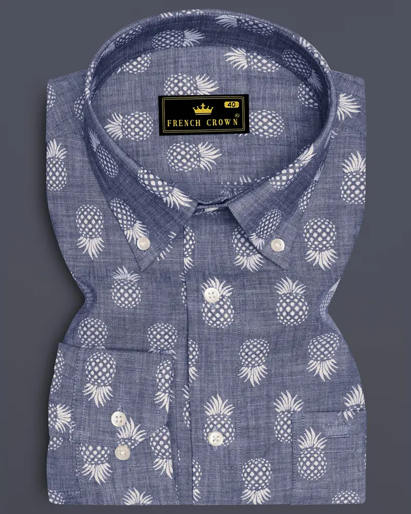 Comet Gray Pineapple Textured Denim Shirt 6