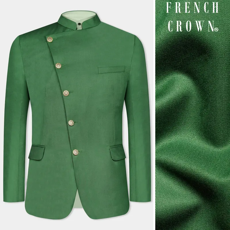 Como Green Cross Placket Bandhgala Wool Rich Blazer 1