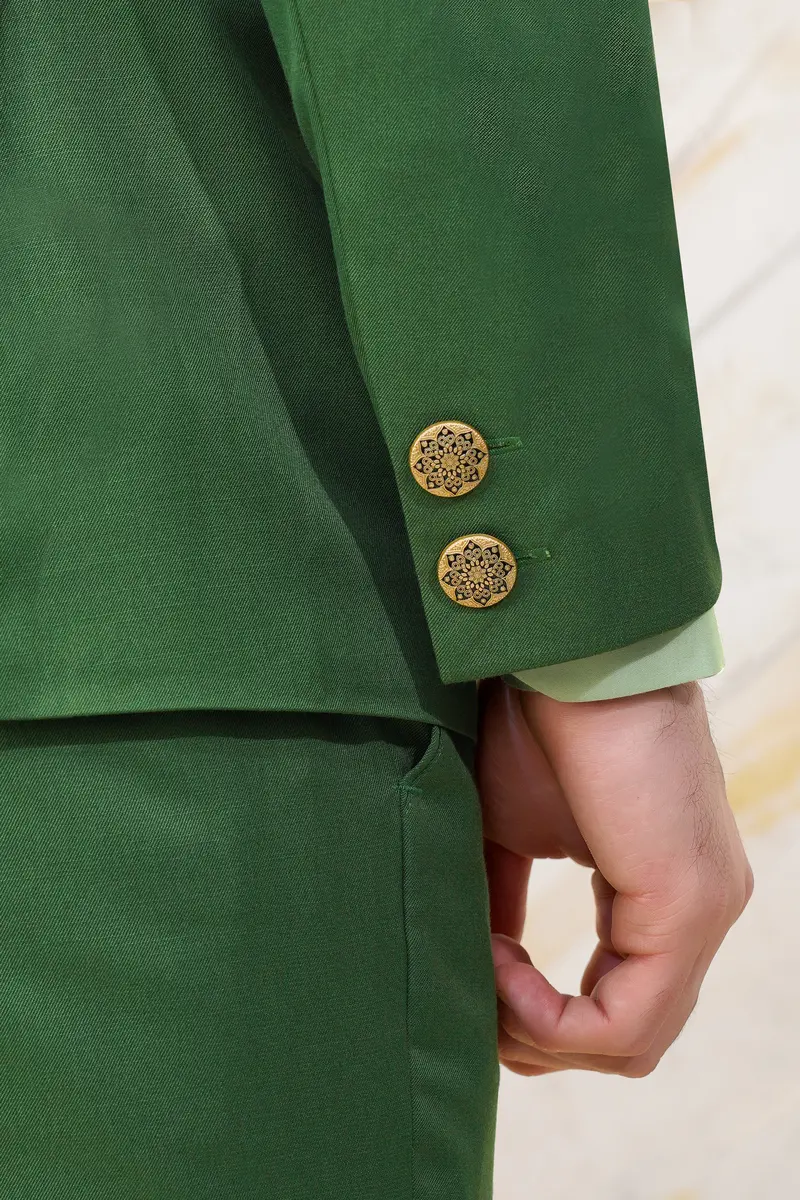 Como Green Cross Placket Bandhgala Wool Rich Blazer 6