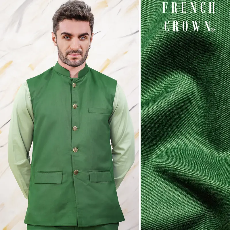 Como Green Wool Rich Nehru Jacket 1