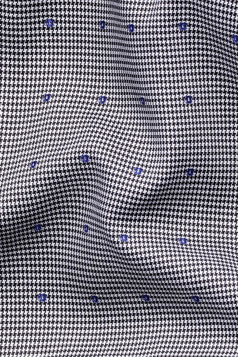 Concord Gray And Scampi Blue Houndstooth Textured Premium Giza Cotton Shirt 2