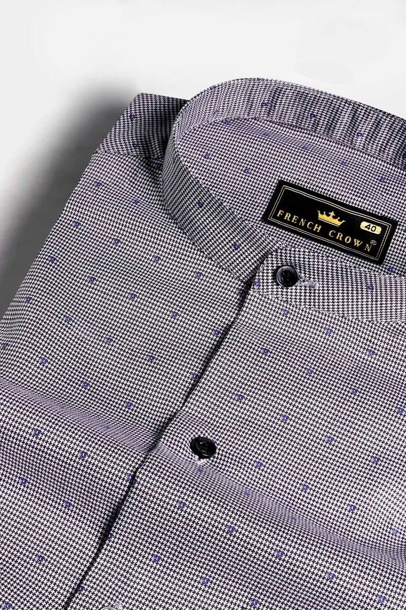 Concord Gray And Scampi Blue Houndstooth Textured Premium Giza Cotton Shirt 6