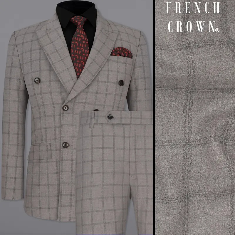 Concord Gray Plaid Double Breasted Suit 1
