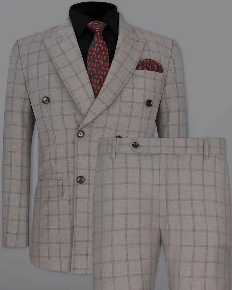 Concord Gray Plaid Double Breasted Suit 2