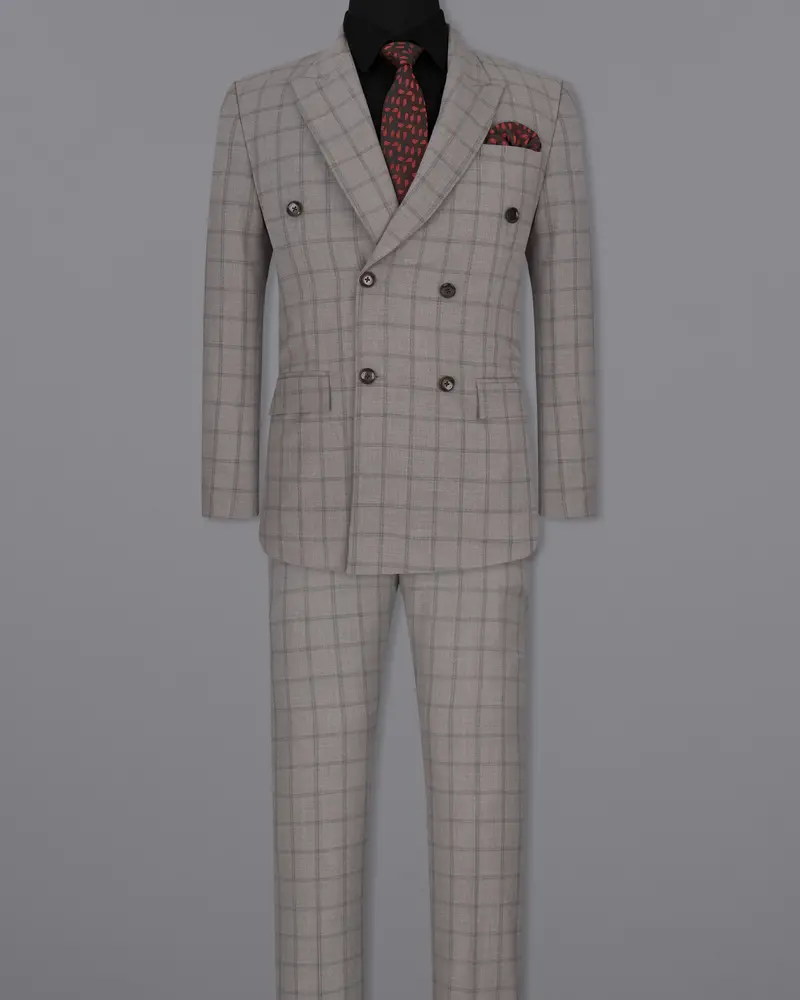 Concord Gray Plaid Double Breasted Suit 4