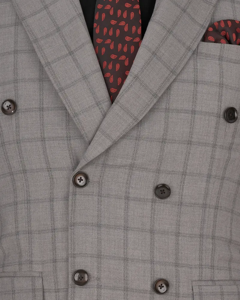 Concord Gray Plaid Double Breasted Suit 5