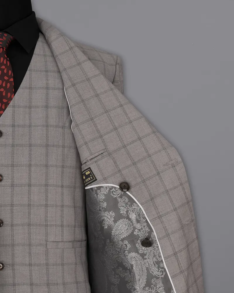 Concord Gray Plaid Double Breasted Suit 8